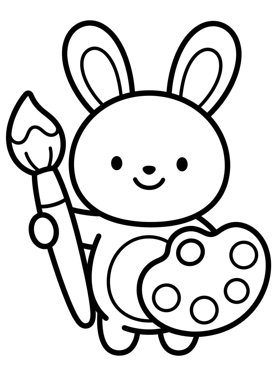 Conejito Pintor con Pincel para colorir Desenho de Conejito Pintor con Pincel para colorir e imprimir grátis