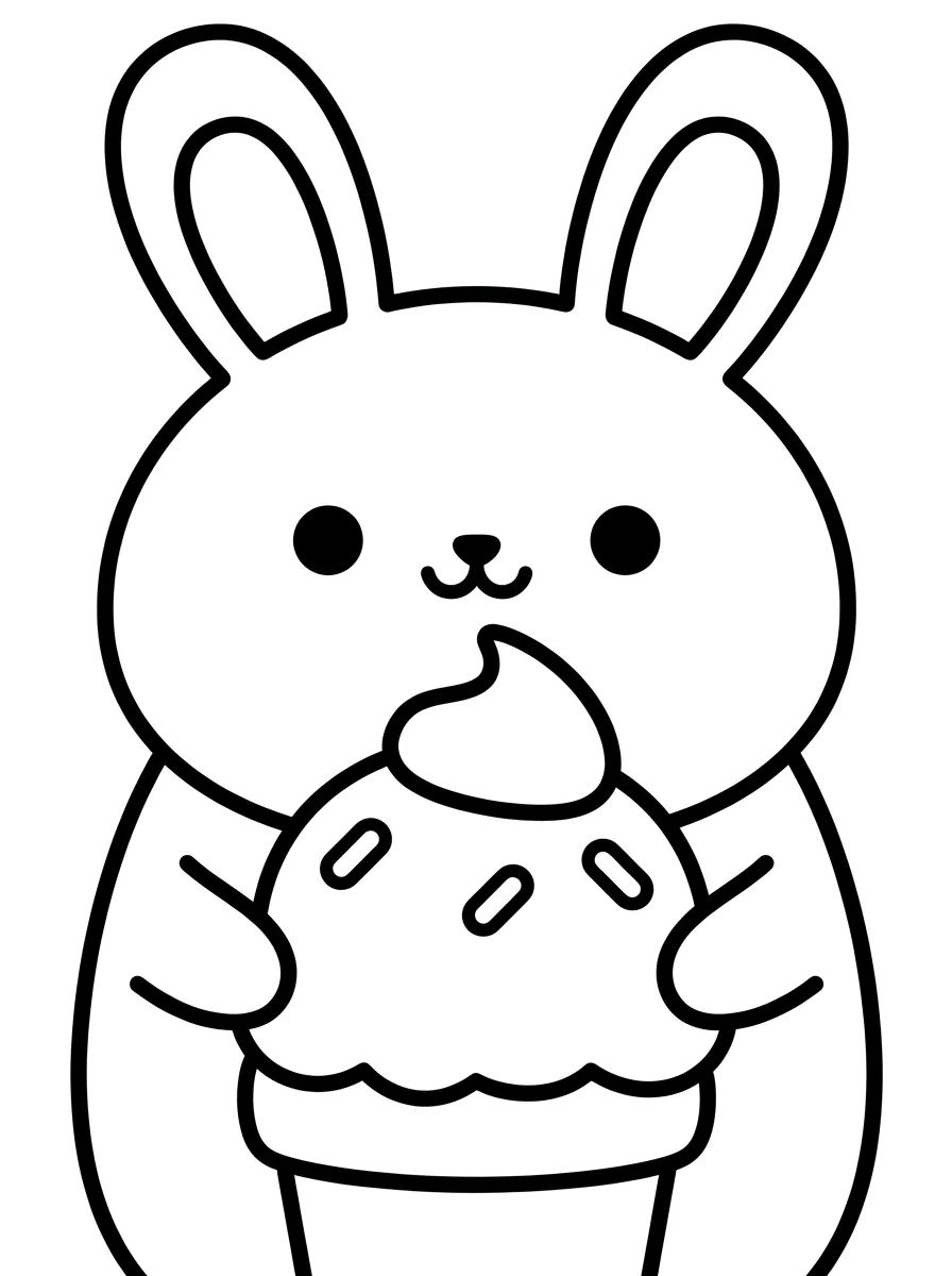 Coelhinho Saboreando Sorvete para colorir Desenho de Coelhinho Saboreando Sorvete para colorir e imprimir grátis