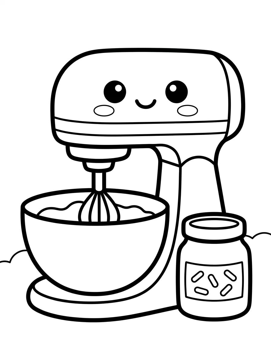 Batedeira Alegre fazendo Bolo para colorir Desenho de Batedeira Alegre fazendo Bolo para colorir e imprimir grátis