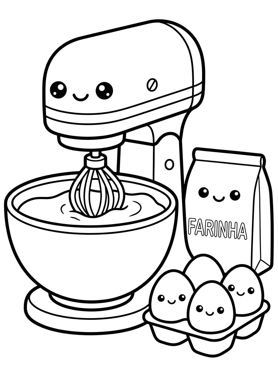 Batedeira e Bolo Encantado para colorir Desenho de Batedeira e Bolo Encantado para colorir e imprimir grátis