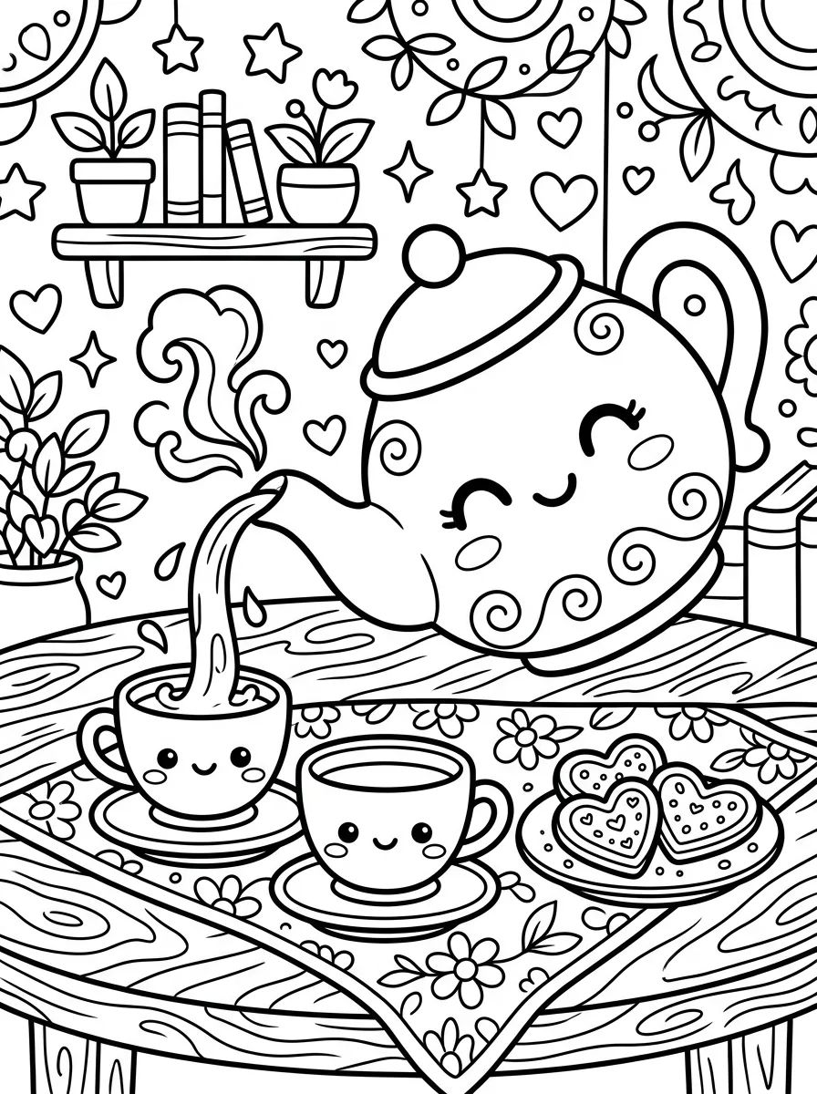Coleção de desenhos para colorir: Cozinha Fofa e Aconchegante