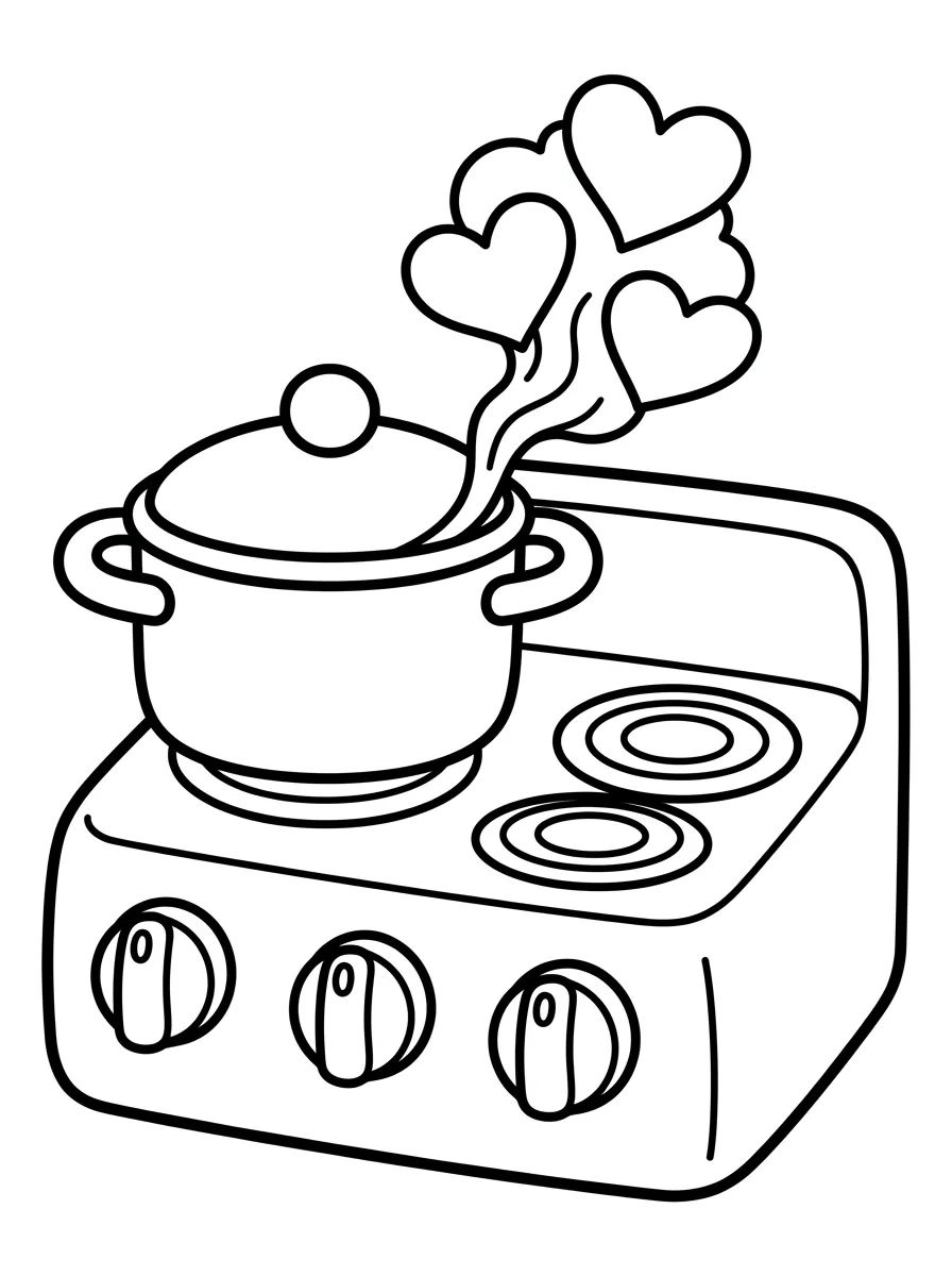 Fogãozinho e Panelinha Mágica para colorir Desenho de Fogãozinho e Panelinha Mágica para colorir e imprimir grátis
