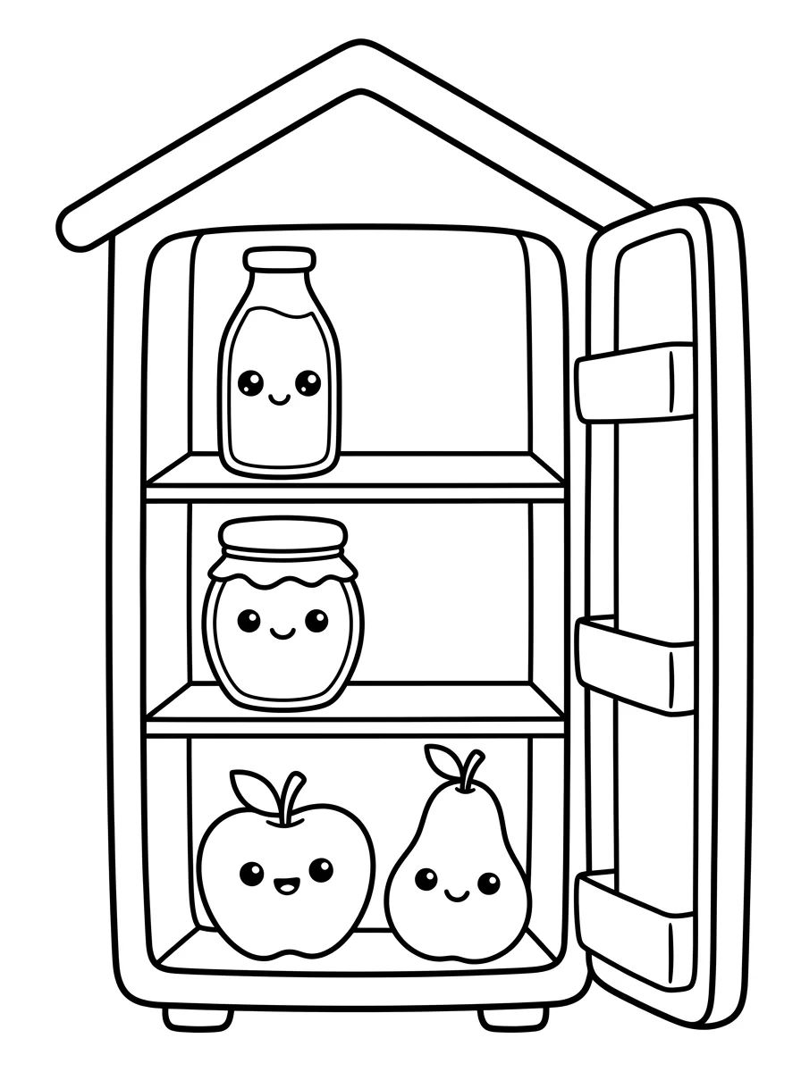 Sweet Fridge Full of Faces para colorir Desenho de Sweet Fridge Full of Faces para colorir e imprimir grátis