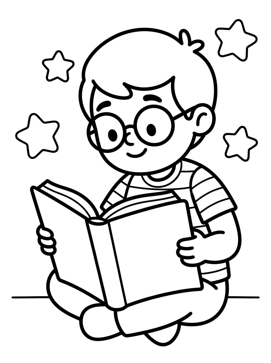 Dan Estudando com Livro para colorir Desenho de Dan Estudando com Livro para colorir e imprimir grátis