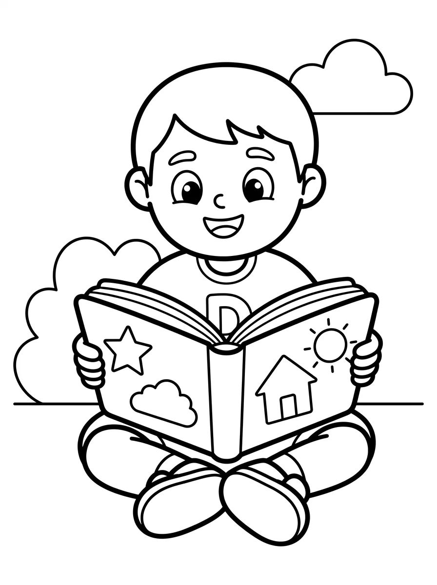 Dan Lendo um Livro para colorir Desenho de Dan Lendo um Livro para colorir e imprimir grátis
