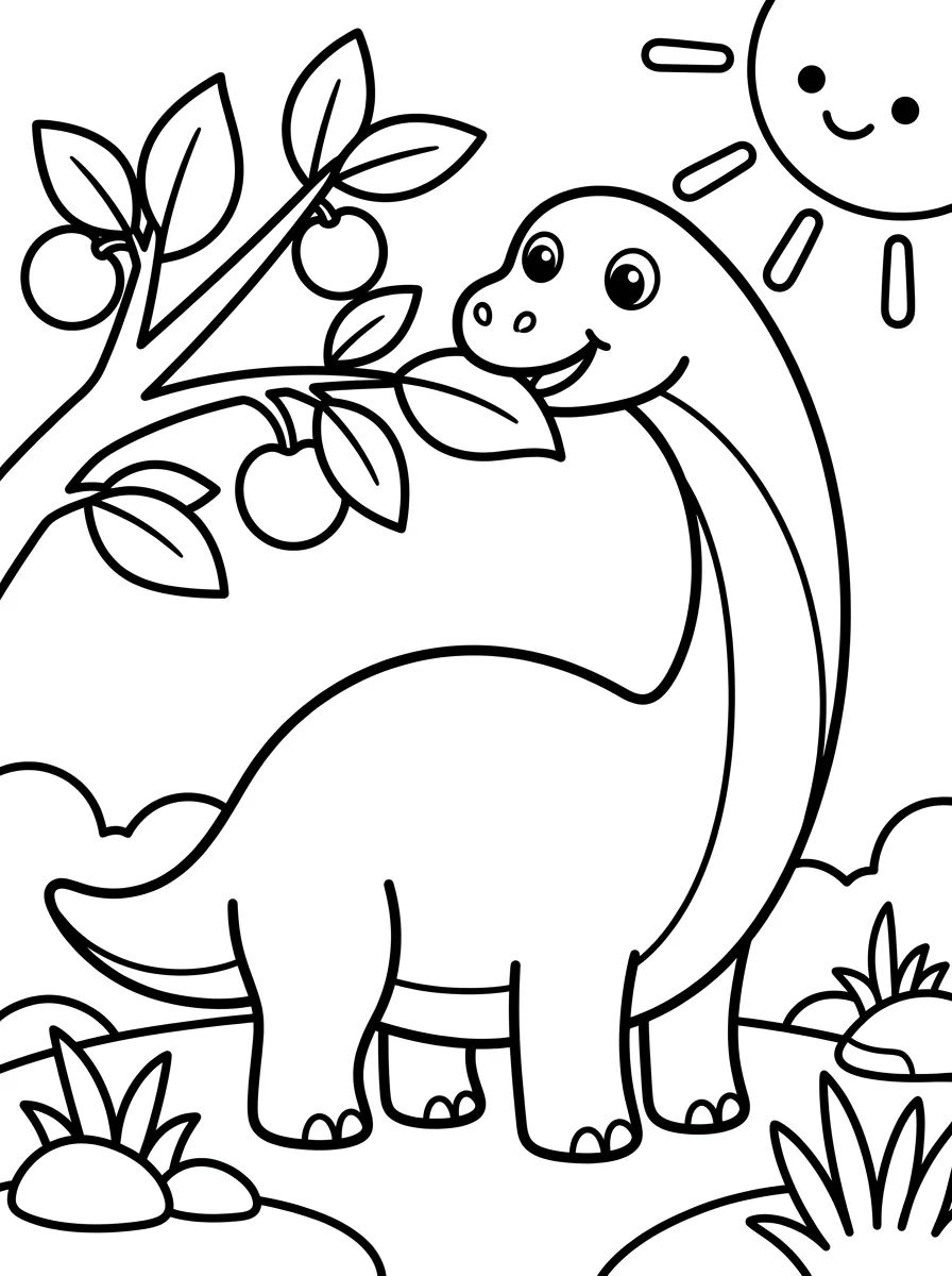 Braquiossauro Amigável para colorir Desenho de Braquiossauro Amigável para colorir e imprimir grátis