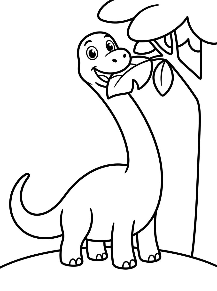 Braquiossauro Comendo Folhas para colorir Desenho de Braquiossauro Comendo Folhas para colorir e imprimir grátis
