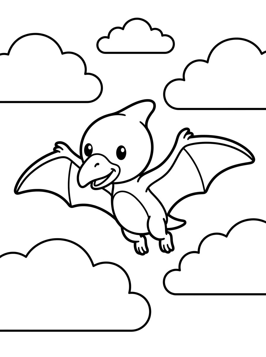 Pterodáctilo nas Nuvens para colorir Desenho de Pterodáctilo nas Nuvens para colorir e imprimir grátis