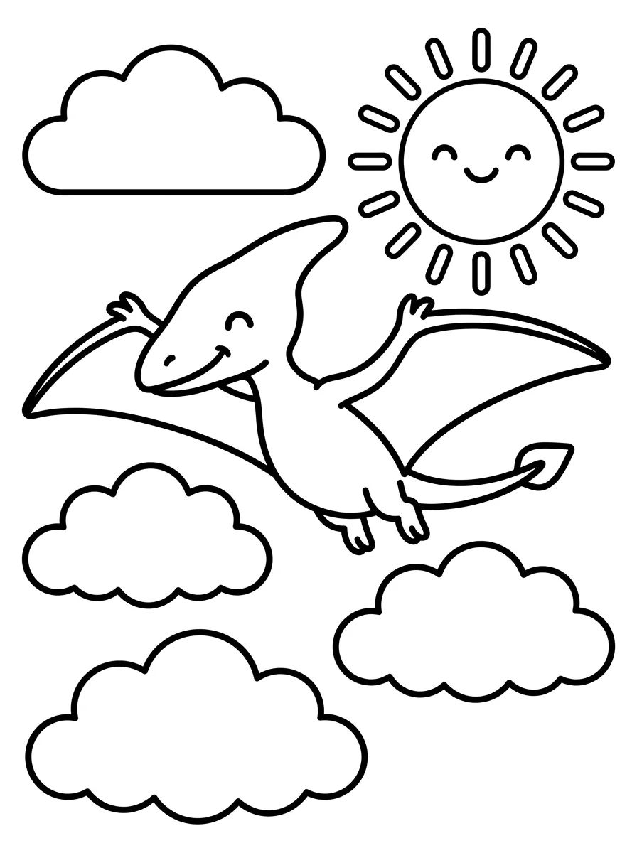 Pterodáctilo nas Nuvens para colorir Desenho de Pterodáctilo nas Nuvens para colorir e imprimir grátis