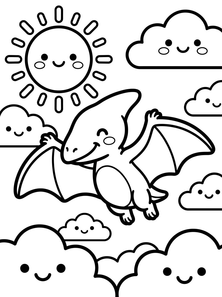 Pterodactyl in the Clouds para colorir Desenho de Pterodactyl in the Clouds para colorir e imprimir grátis