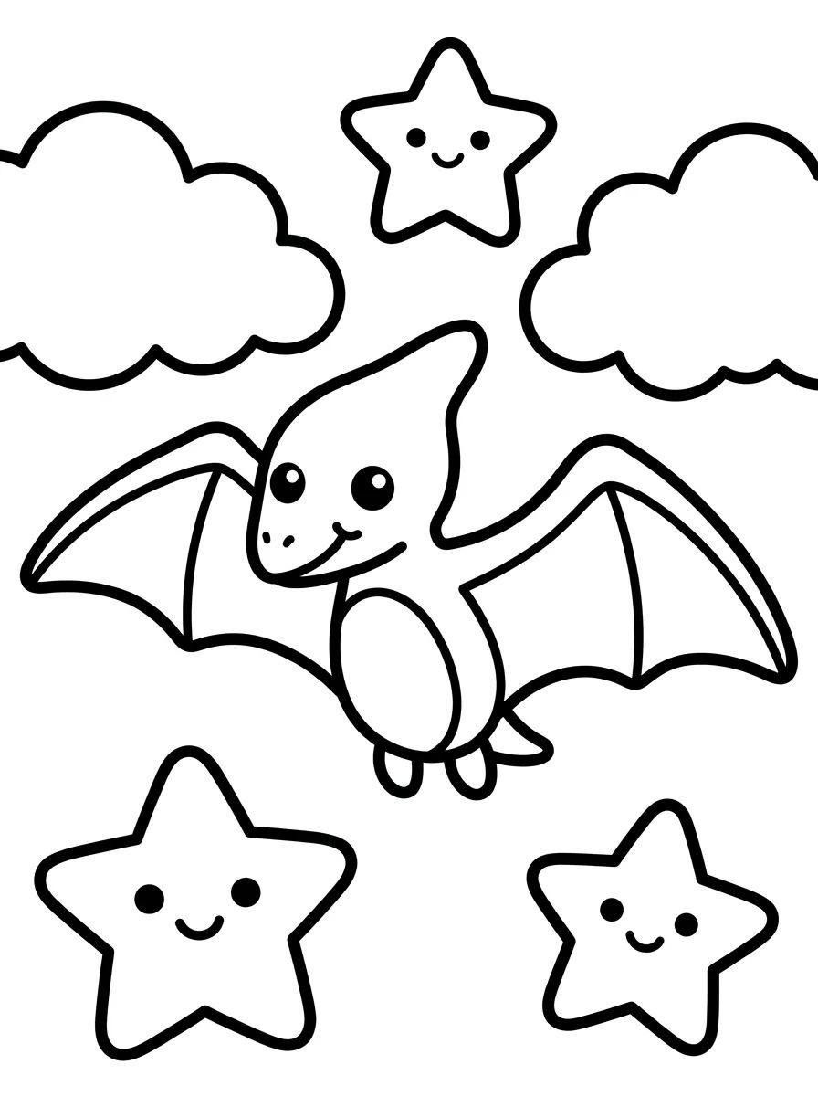Pterodáctilo Voador Fofinho para colorir Desenho de Pterodáctilo Voador Fofinho para colorir e imprimir grátis