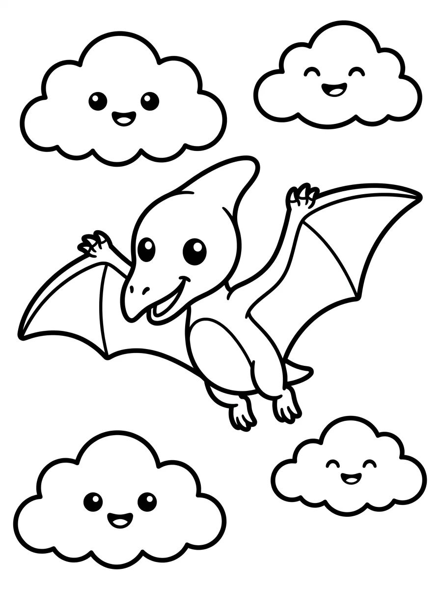 Pterodáctilo Voador nas Nuvens para colorir Desenho de Pterodáctilo Voador nas Nuvens para colorir e imprimir grátis