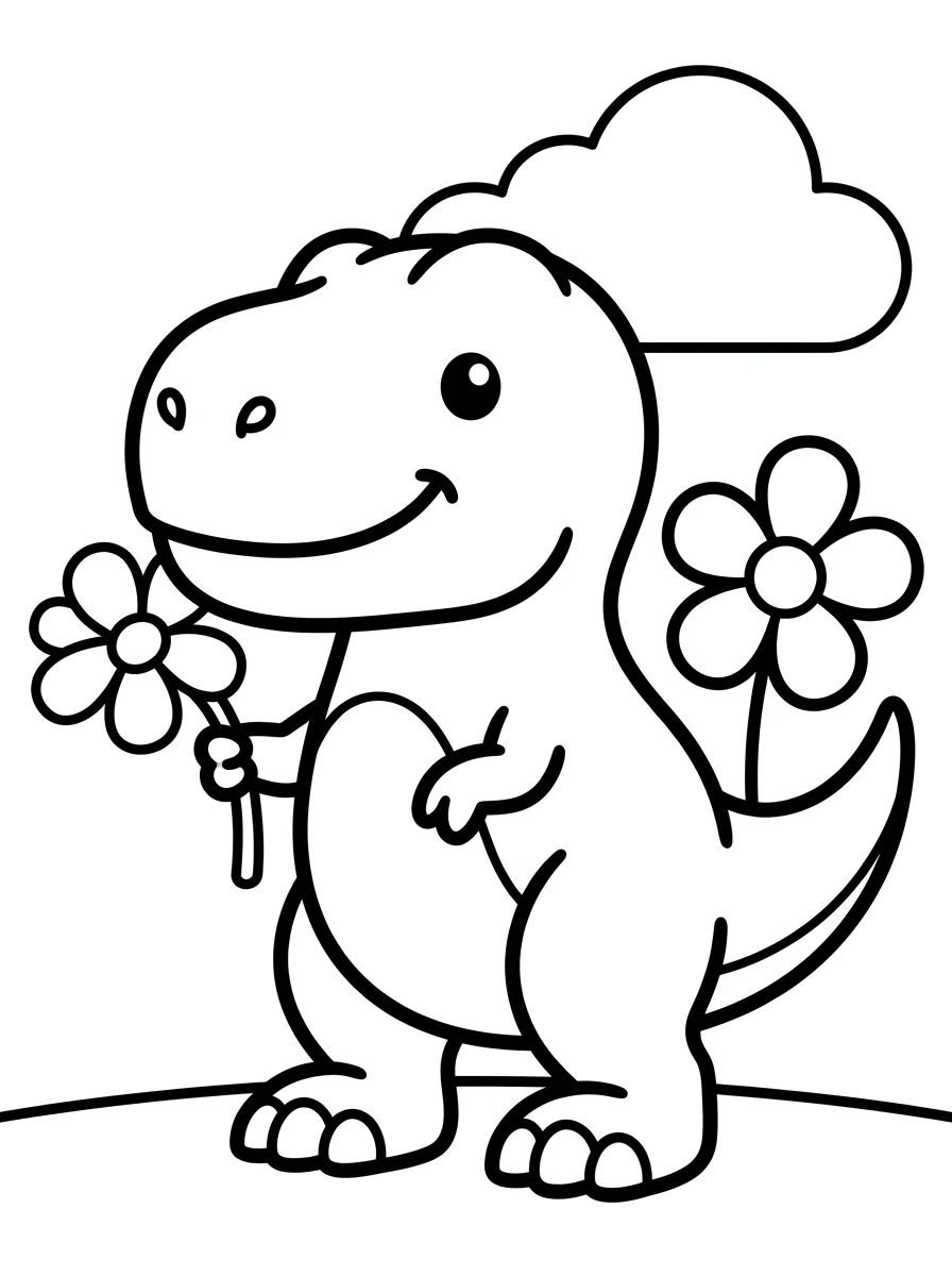 Tiranossauro Rex Fofo para colorir Desenho de Tiranossauro Rex Fofo para colorir e imprimir grátis