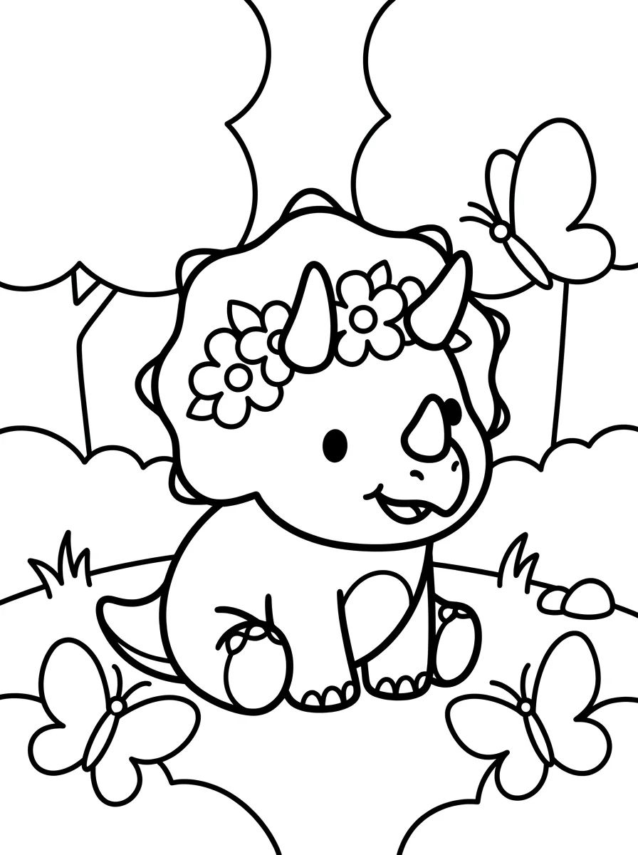 Tricerátops na Floresta para colorir Desenho de Tricerátops na Floresta para colorir e imprimir grátis
