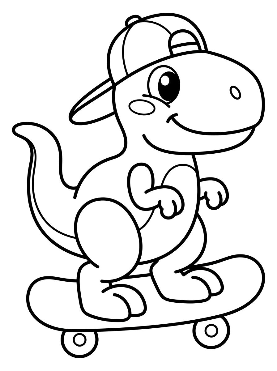 Velociraptor de Skate para colorir Desenho de Velociraptor de Skate para colorir e imprimir grátis