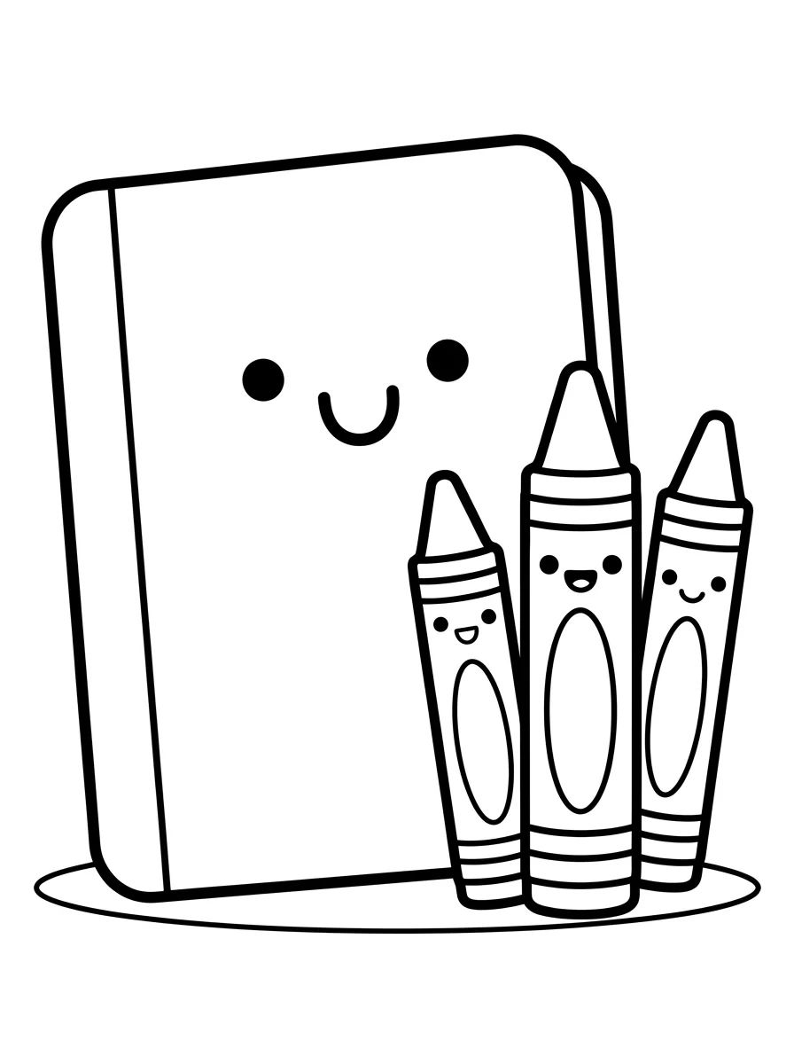 Cuaderno y Crayones para colorir Desenho de Cuaderno y Crayones para colorir e imprimir grátis