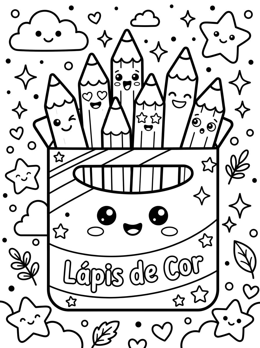 Caixa de Lápis de Cor Feliz para colorir Desenho de Caixa de Lápis de Cor Feliz para colorir e imprimir grátis