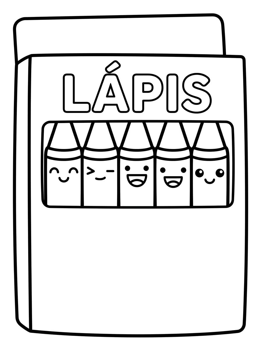 Caixa de Lápis de Cor Kawaii para colorir Desenho de Caixa de Lápis de Cor Kawaii para colorir e imprimir grátis