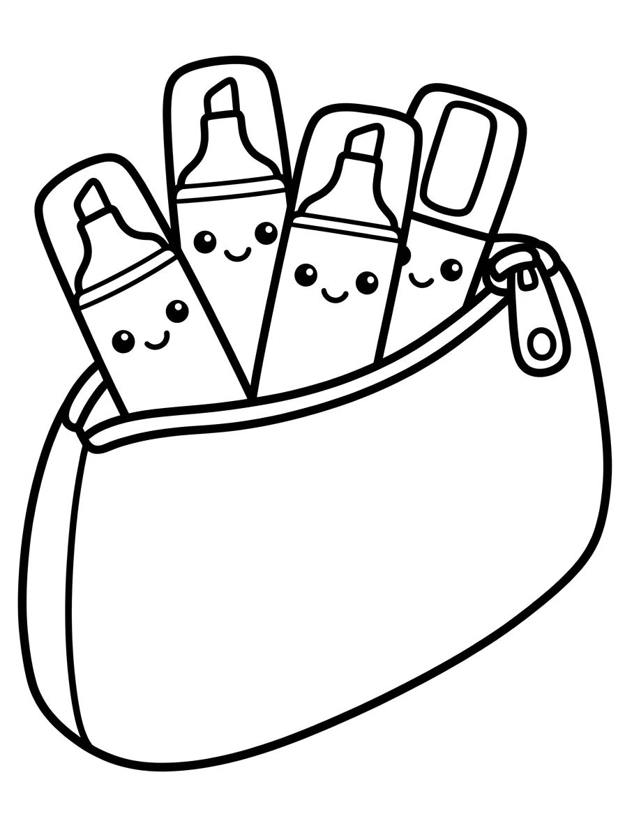 Estojo Recheado de Canetinhas para colorir Desenho de Estojo Recheado de Canetinhas para colorir e imprimir grátis