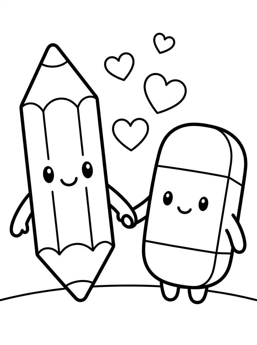 Lápis e Borracha Amigos para colorir Desenho de Lápis e Borracha Amigos para colorir e imprimir grátis