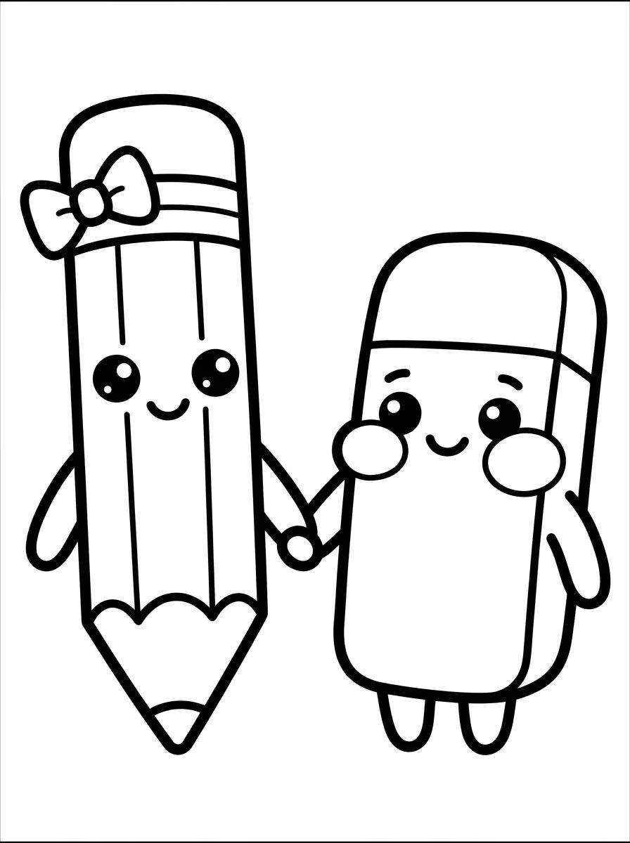 Pencil and Eraser Pals para colorir Desenho de Pencil and Eraser Pals para colorir e imprimir grátis