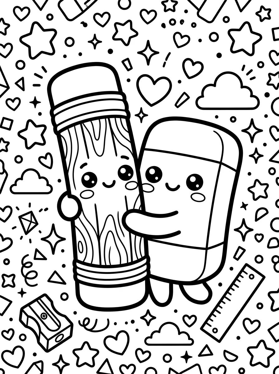 Lápiz y Goma Amigos para colorir Desenho de Lápiz y Goma Amigos para colorir e imprimir grátis