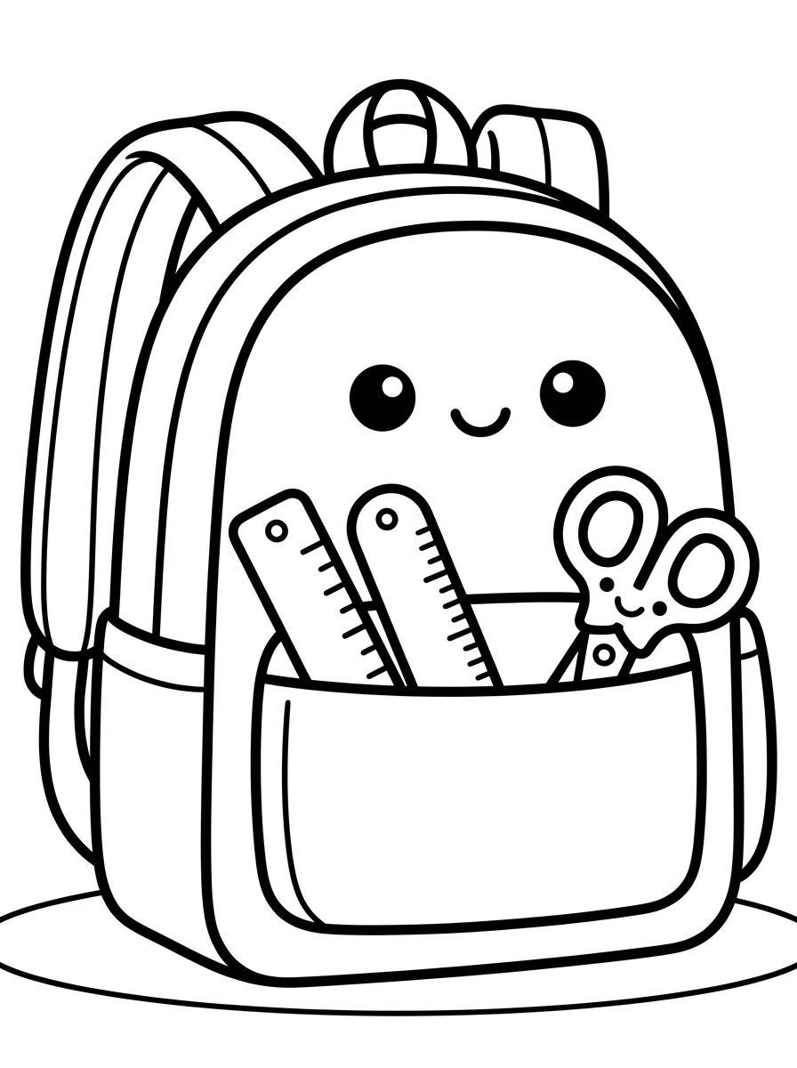 Mochila Escolar Kawaii para colorir Desenho de Mochila Escolar Kawaii para colorir e imprimir grátis