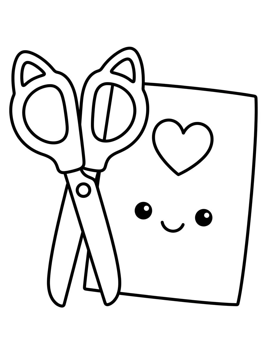 Tesoura Fofinha e Papel para colorir Desenho de Tesoura Fofinha e Papel para colorir e imprimir grátis