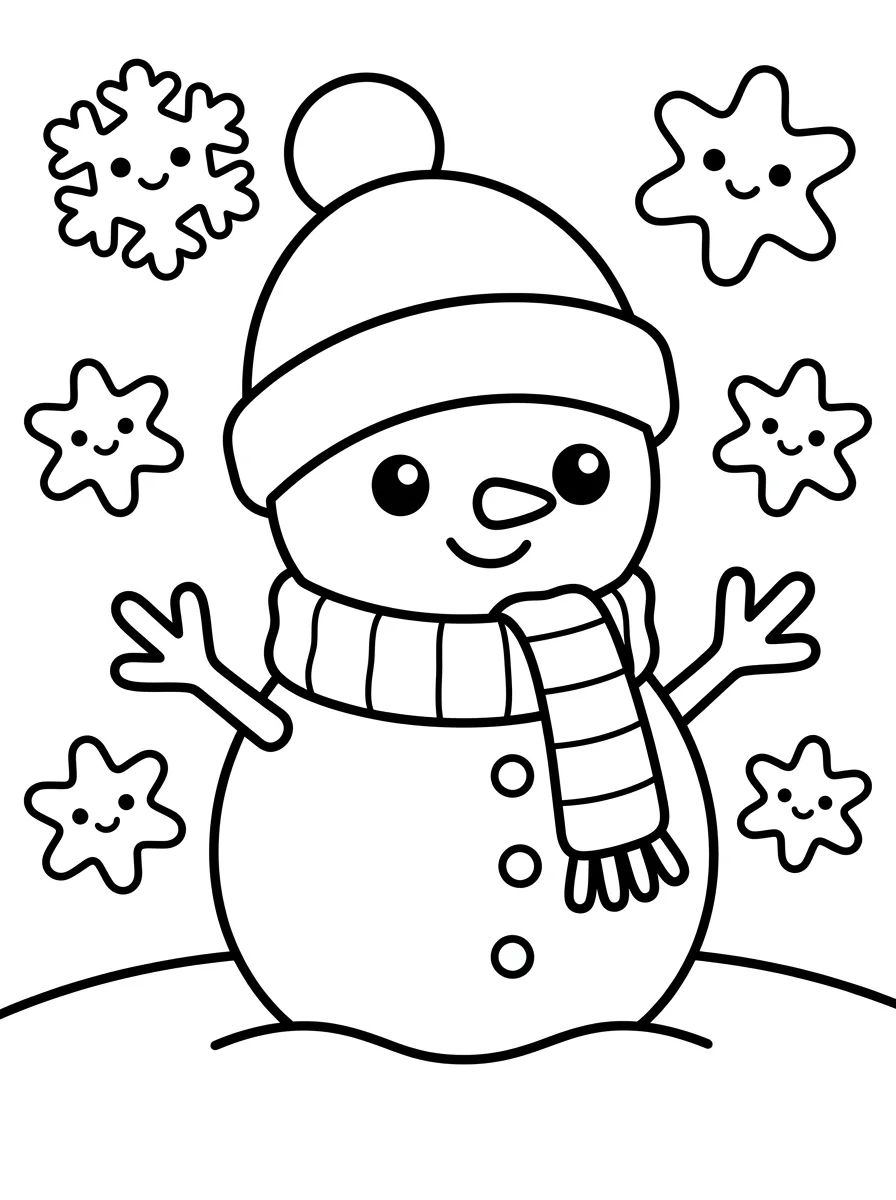 Boneco de Neve de Inverno para colorir Desenho de Boneco de Neve de Inverno para colorir e imprimir grátis