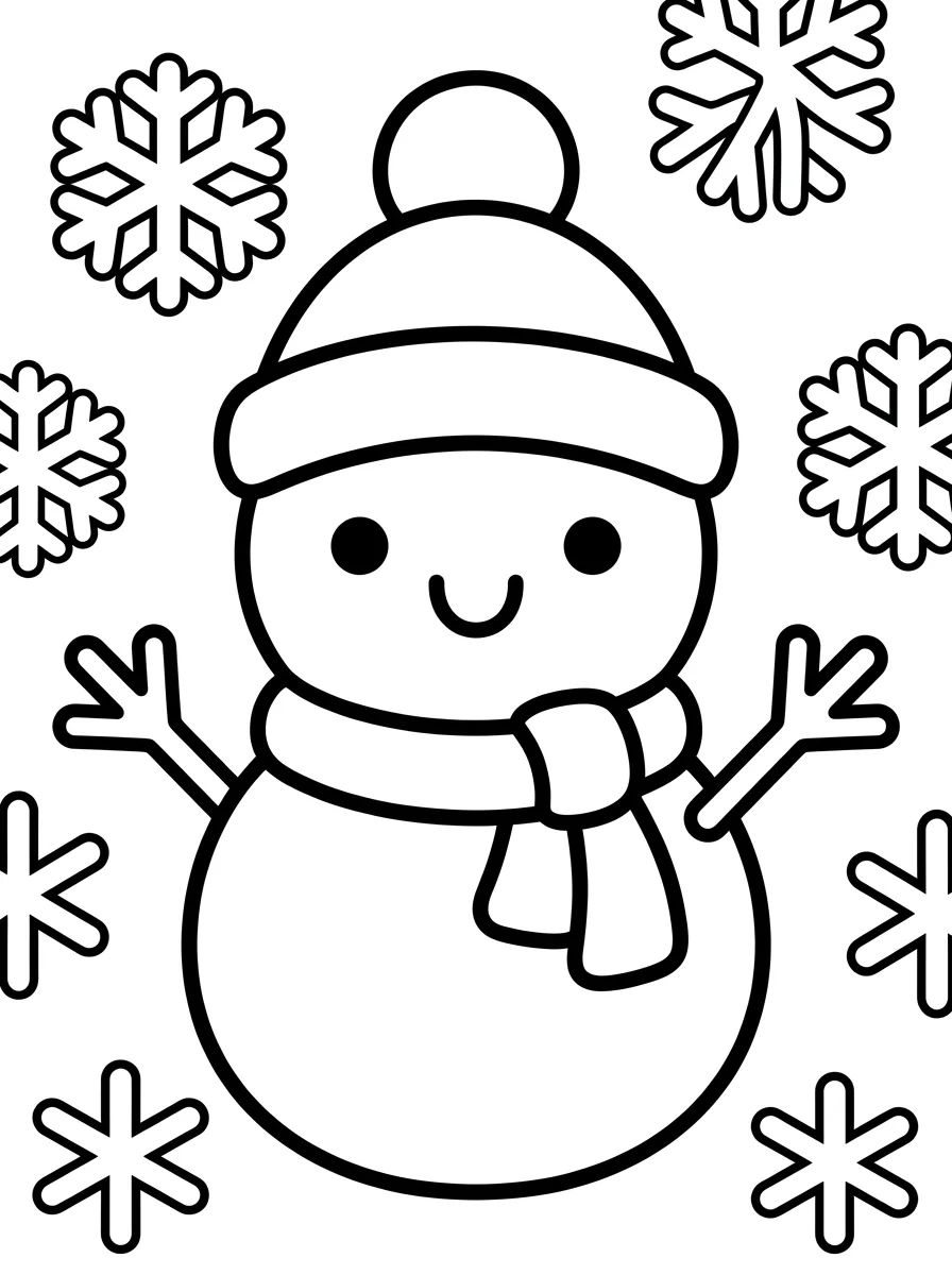 Winter Snowman para colorir Desenho de Winter Snowman para colorir e imprimir grátis