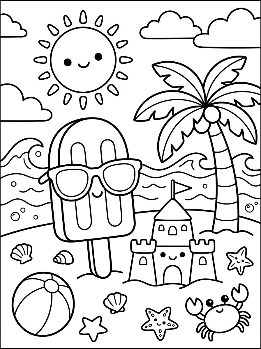 Dia de Verão na Praia para colorir Desenho de Dia de Verão na Praia para colorir e imprimir grátis