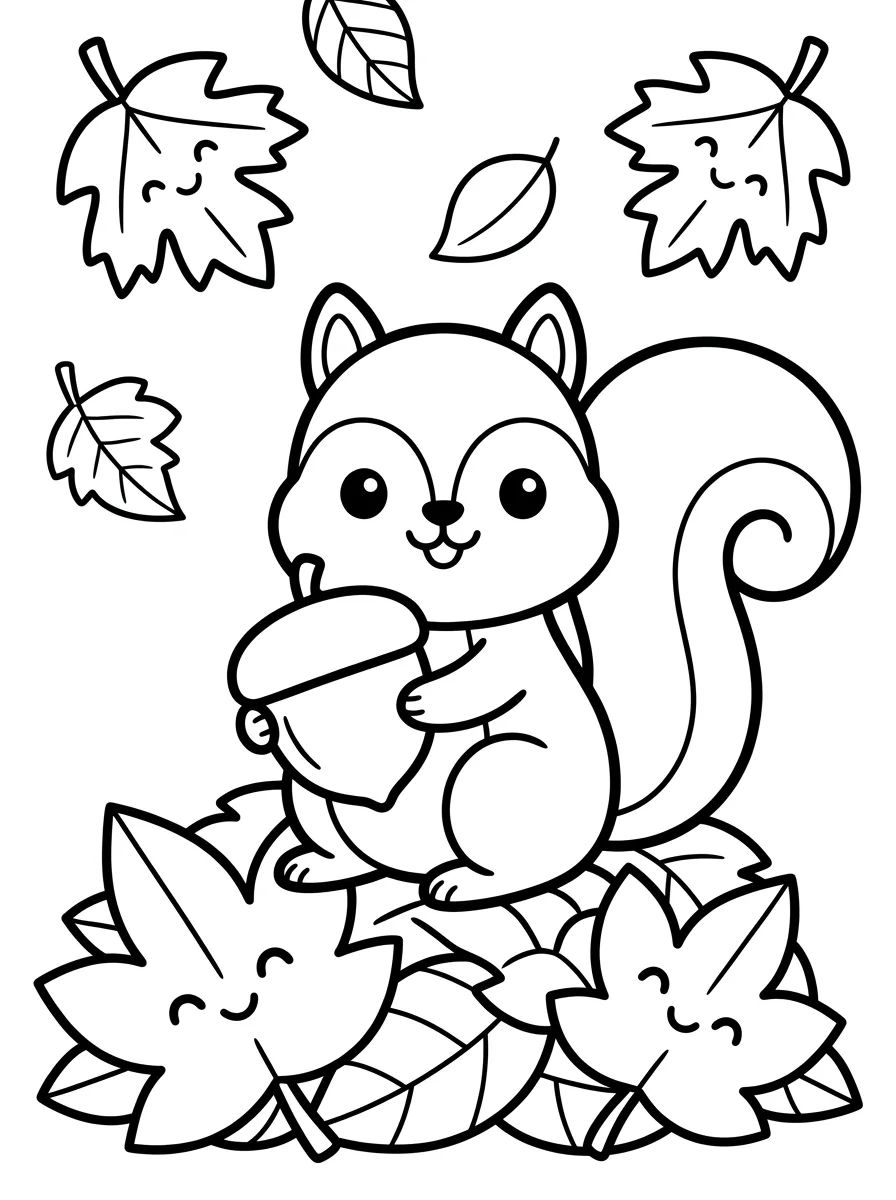Cozy Autumn Leaves para colorir Desenho de Cozy Autumn Leaves para colorir e imprimir grátis