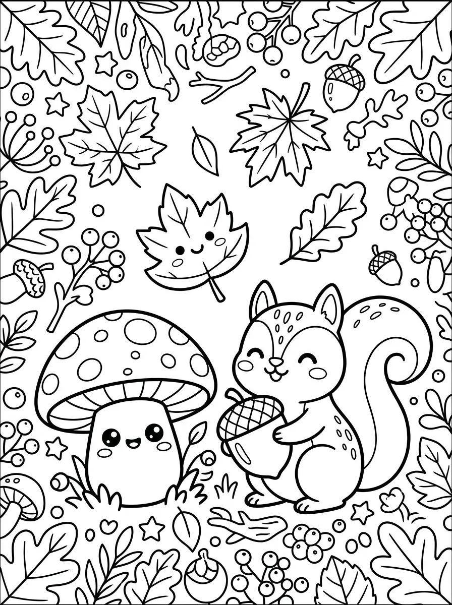Folhas de Outono Fofas para colorir Desenho de Folhas de Outono Fofas para colorir e imprimir grátis