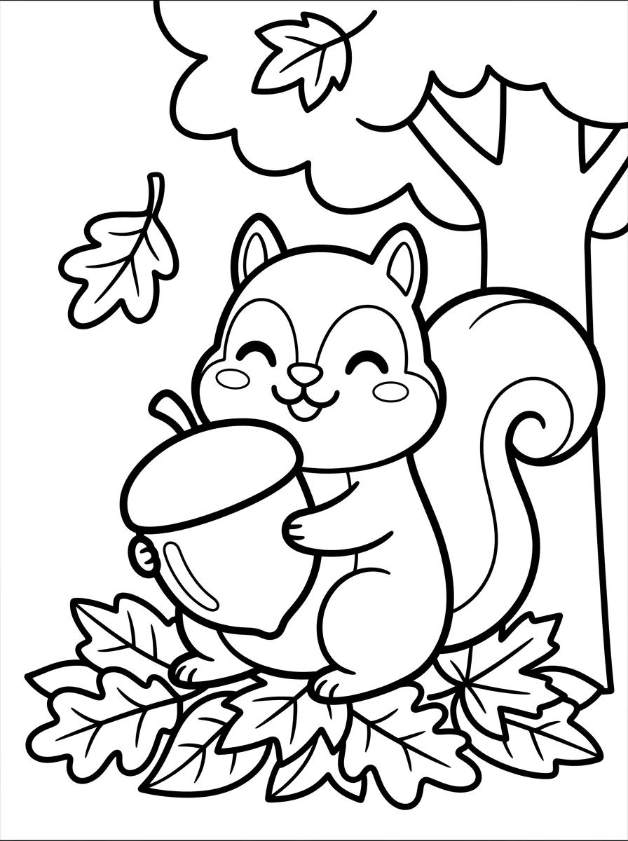 Outono e Folhas Caídas para colorir Desenho de Outono e Folhas Caídas para colorir e imprimir grátis