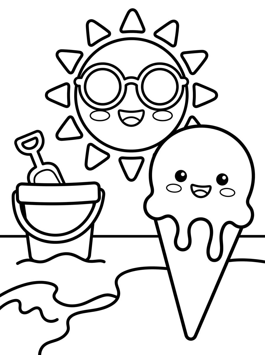 Summer Sun at the Beach para colorir Desenho de Summer Sun at the Beach para colorir e imprimir grátis
