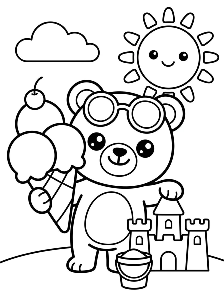 Verão Alegre na Praia para colorir Desenho de Verão Alegre na Praia para colorir e imprimir grátis