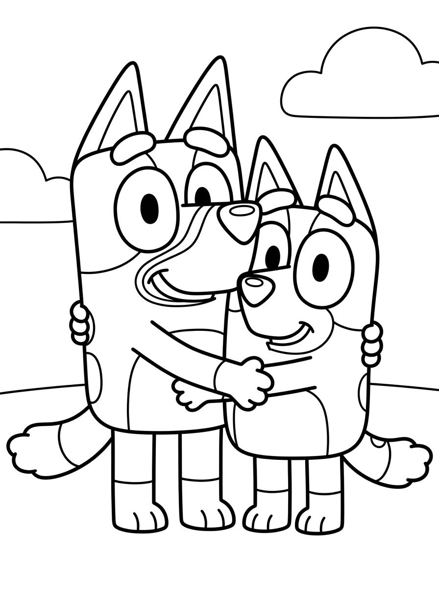 Coleção de desenhos para colorir: Família Heeler da Bluey