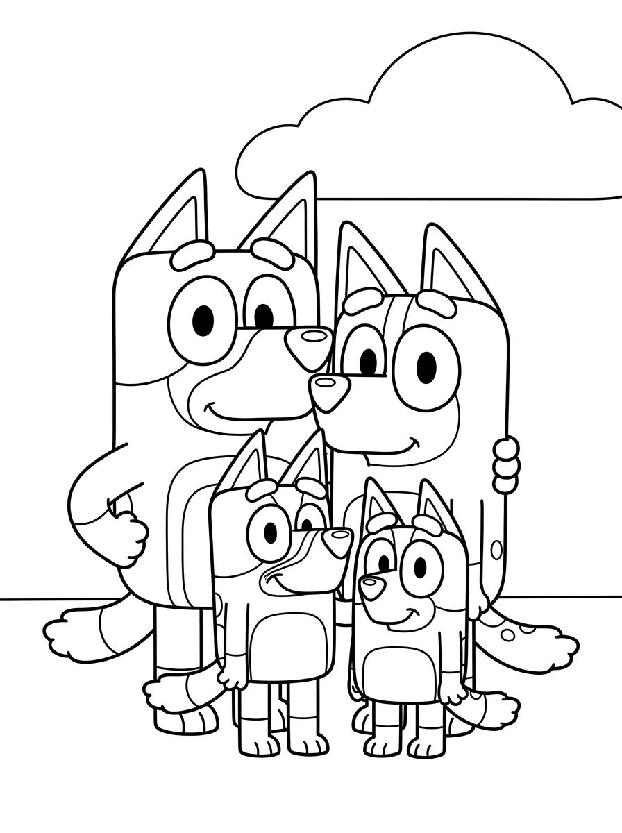 Retrato de Família Heeler Reunida para colorir Desenho de Retrato de Família Heeler Reunida para colorir e imprimir grátis