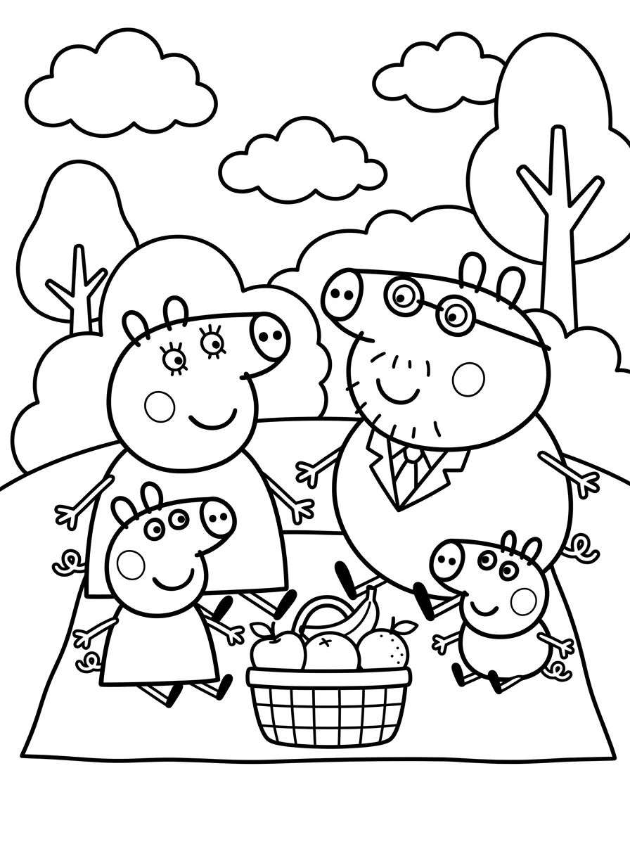 Capa da coleção Desenhos da Família Pig para Colorir