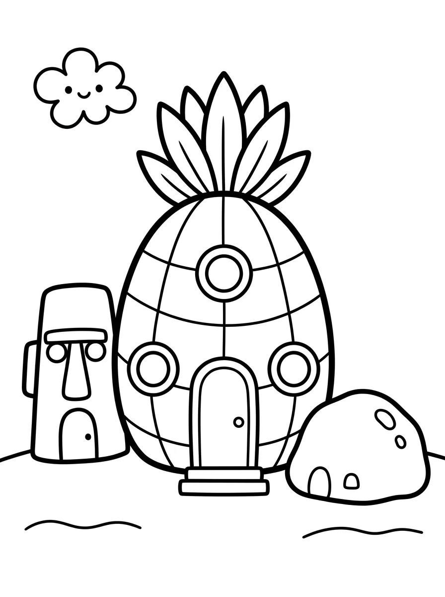 Casa de Abacaxi na Fenda do Bikini para colorir Desenho de Casa de Abacaxi na Fenda do Bikini para colorir e imprimir grátis