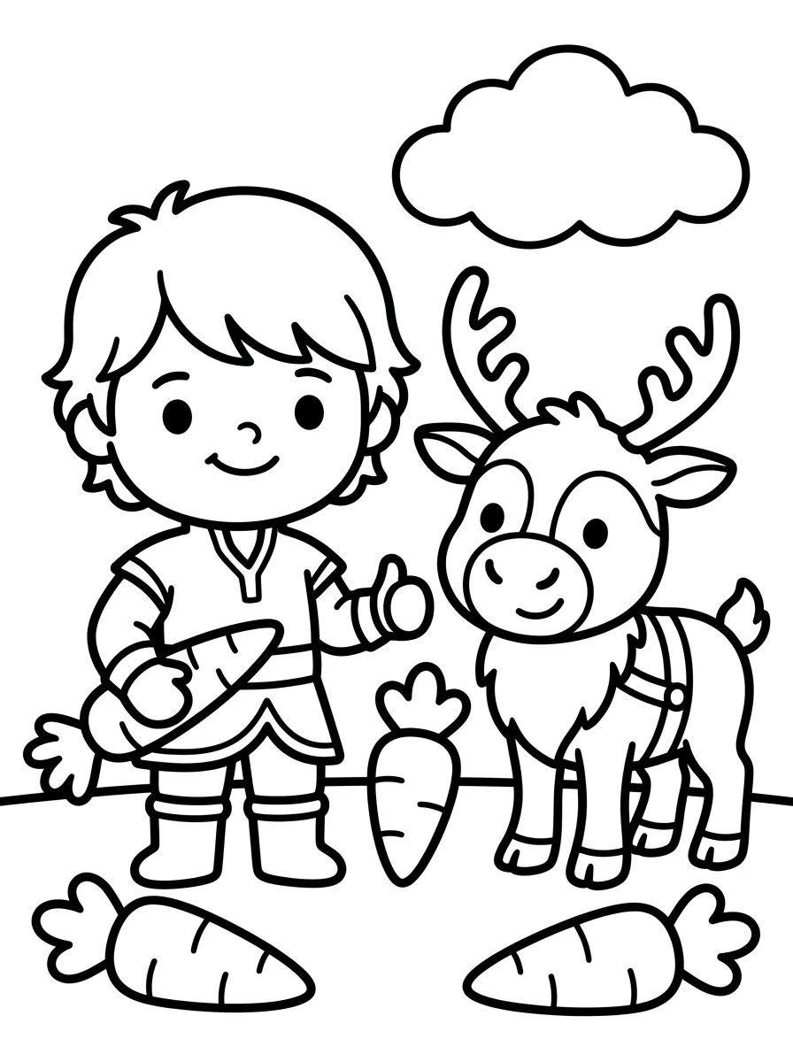 Kristoff e a Rena Sven para colorir Desenho de Kristoff e a Rena Sven para colorir e imprimir grátis