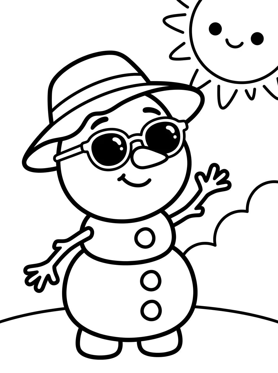 Olaf Divertido no Verão para colorir Desenho de Olaf Divertido no Verão para colorir e imprimir grátis