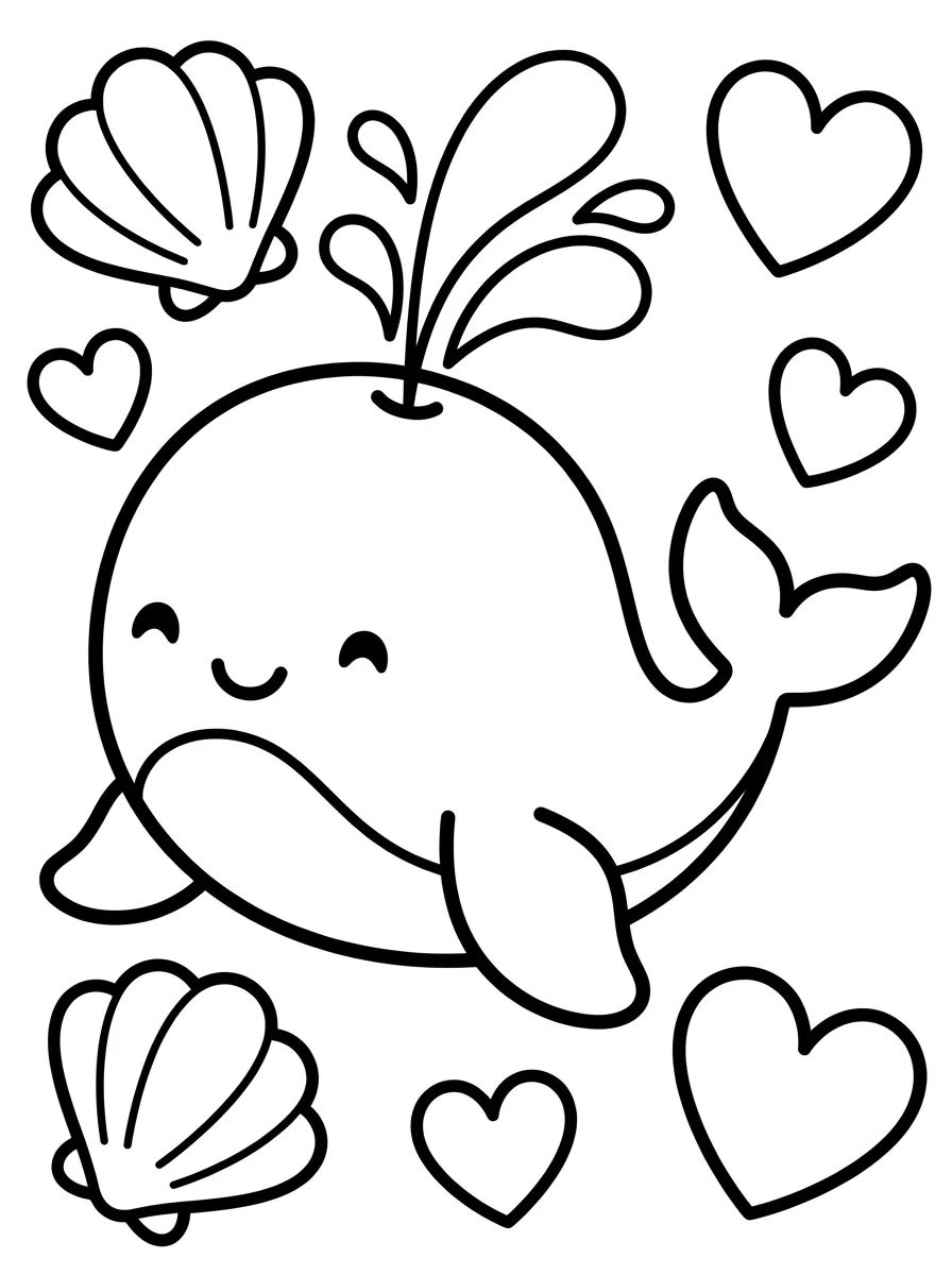 Baleia Fofinha Espirrando Água para colorir Desenho de Baleia Fofinha Espirrando Água para colorir e imprimir grátis