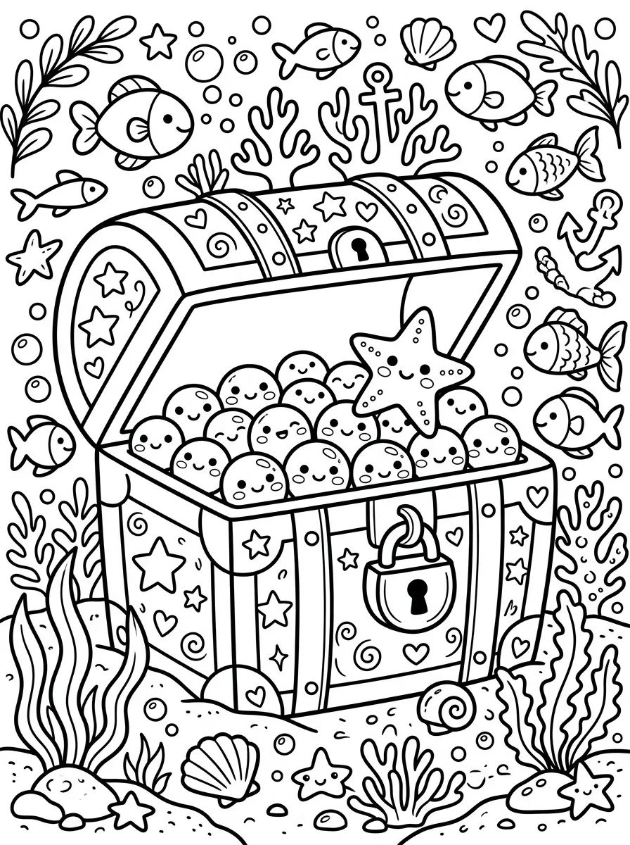 Baú do Tesouro Mágico para colorir Desenho de Baú do Tesouro Mágico para colorir e imprimir grátis