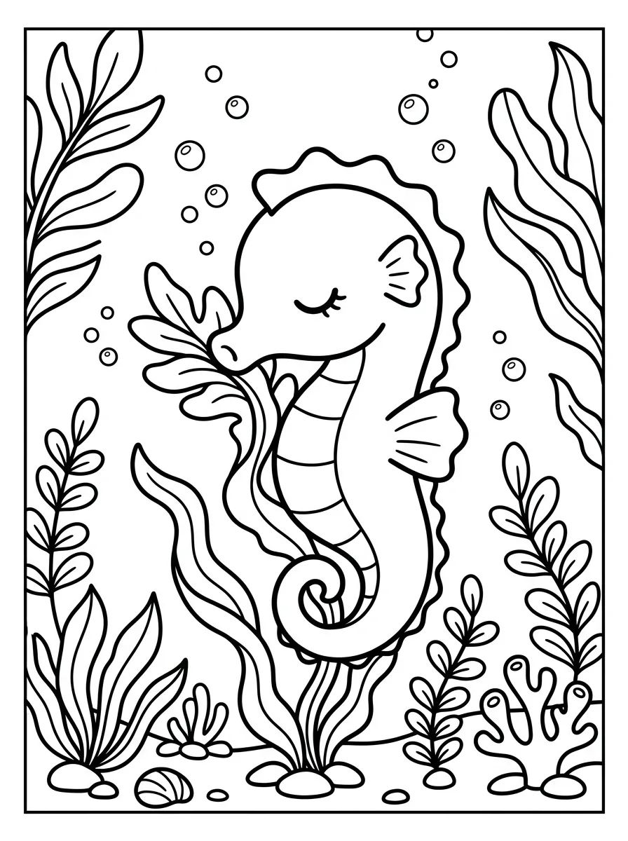 Cavalo-Marinho Adormecido para colorir Desenho de Cavalo-Marinho Adormecido para colorir e imprimir grátis