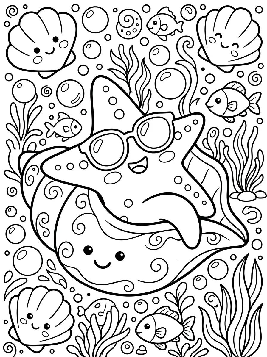 Estrella de Mar con Lentes para colorir Desenho de Estrella de Mar con Lentes para colorir e imprimir grátis