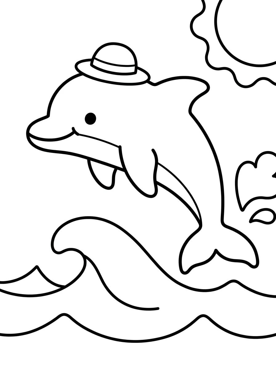 Golfinho Amigável Salto Kawaii para colorir Desenho de Golfinho Amigável Salto Kawaii para colorir e imprimir grátis