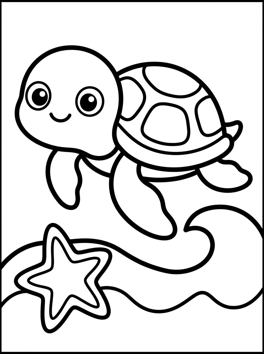 Tartaruguinha Marinha Nadando para colorir Desenho de Tartaruguinha Marinha Nadando para colorir e imprimir grátis
