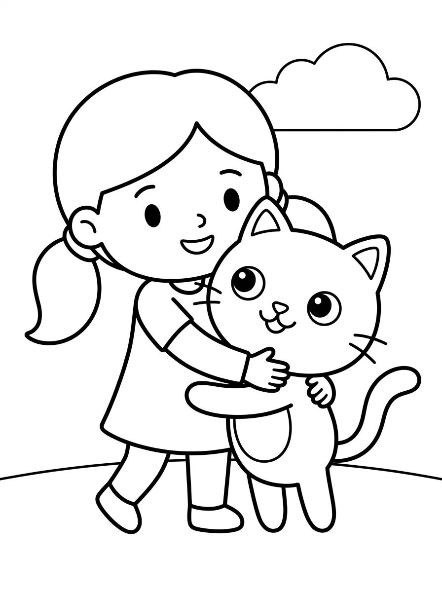Gabby Abraçando o Pandy Gato para colorir Desenho de Gabby Abraçando o Pandy Gato para colorir e imprimir grátis