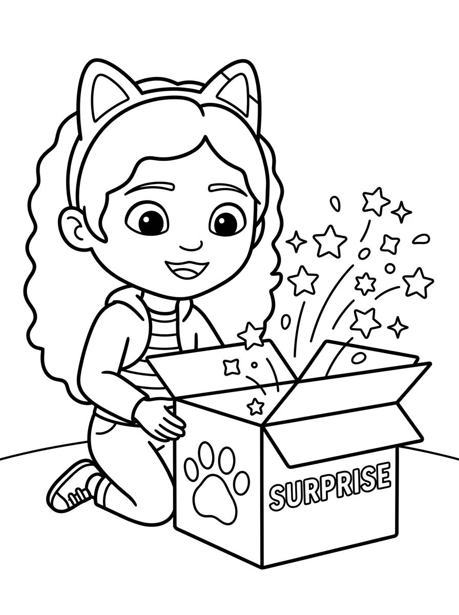 Gabby Abrindo a Caixa Surpresa Mágica para colorir Desenho de Gabby Abrindo a Caixa Surpresa Mágica para colorir e imprimir grátis